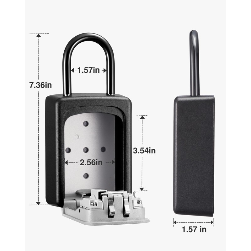Puroma Lock Box, Large Key Lock Box Resettable Combination Code