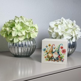 Wooden Garden Gnomes with Flowers Money Box Cheeky Garden Gnomes Mischievous Gnome Figures Wooden Money Box for Your Garden