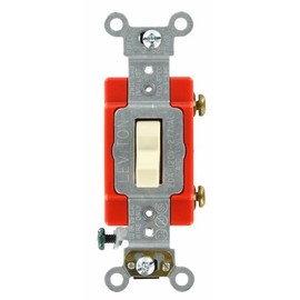 Leviton 20 Amp Toggle Switch, Lighted Handle, Single-Pole, Quiet Switch, Industrial Grade, 1221-LHI, Ivory