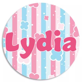 Kiwi Gifts Lydia - Circle Sticker Decal 3 Inch - Name Tag Water Bottle School Supplies