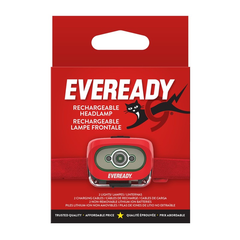Eveready X200 LED Rechargeable Headlamps (2-Pack), Super Bright IPX4 Water