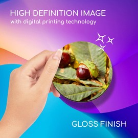 1 x Round Coaster - Conker Horse Chestnut Tree Cork Backed MDF Glossy Tea Coffee Accessory #2137