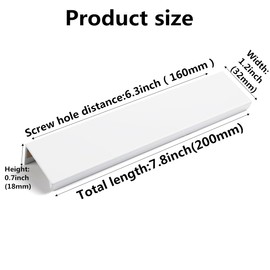 SYZOW Pack of 6 White Cabinet Handles Hidden Modern Furniture Handles for Bedroom Kitchen Wardrobe Hole Distance 160 mm