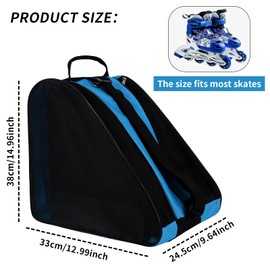 GLAITC Unisex Roller Skate Bag with Adjustable Shoulder Strap Ice Skates Bag for Women Men Kids, blue, bag hanger