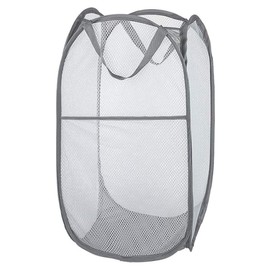 Buenod Mesh Pop Up Laundry Hamper, Collapsible Laundry Baskets, Foldable Clothes Hampers for Bathroom, College Dorm, Travel, Gray