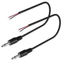 2-Pack 1FT Replacement 3.5mm Male Jack to Bare Wire Open End TS 2 Pole Mono 1/8" 3.5mm Jack Plug Connector AUX Audio Cable for Scanner,Speaker PA horns,morse key, cooling fans, power amp Repair (1ft)