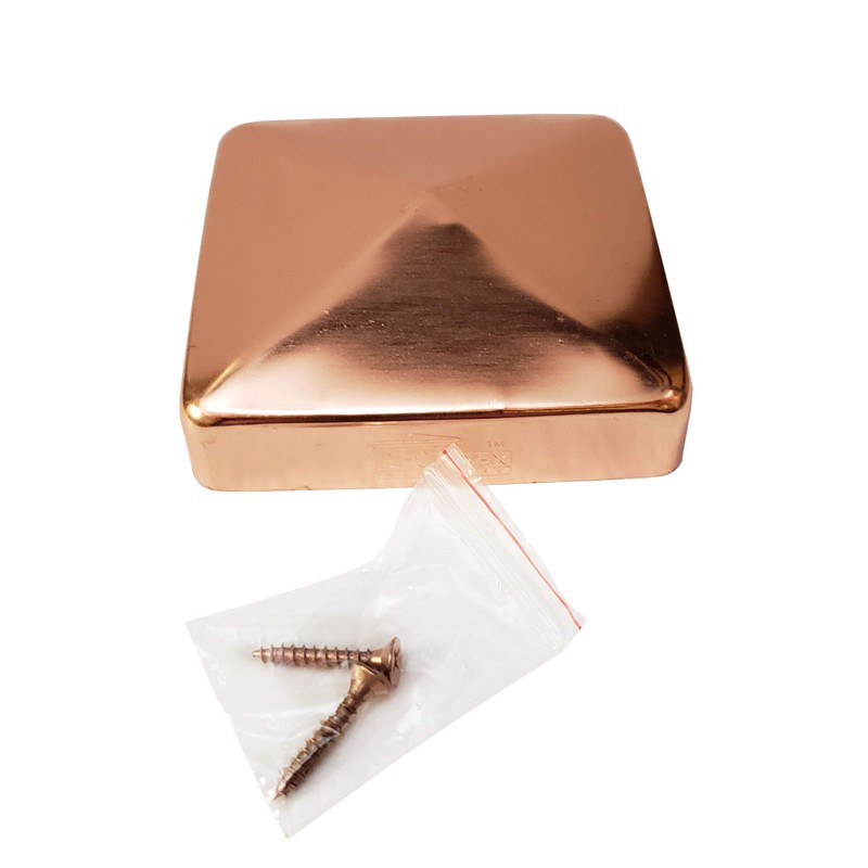 3.5" x 3.5" Solid Copper Pyramid Post Cap for True/Actual