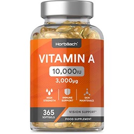 Vitamin A Supplement 10,000 IU | 365 Softgels | Supports Normal Vision | by Horbaach