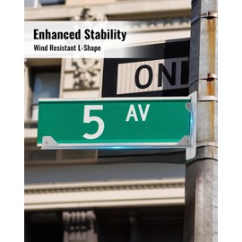 Street Sign Bracket, Wing Shaped L-Shaped Mounting Bracket with 5 Stainless Steel Screws, Heavy-Duty Alloy Support for Street Sign Posts, Parking Lot & Road Signs Installation (16x7 Inch)