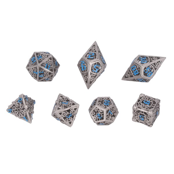 7pcs Hollow Dice Set Brass Rolling Beautiful Polyhedron Dices with