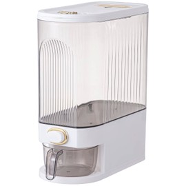 Sooyee Clear Rice Dispenser, Large Cereal Dispenser with Lid Time Scale, Measuring Cylinder Moisture Proof Airtight Food Dispenser Bucket for Rice, Corn,Coffee Bean,Grain,Soybean & Oatmeal