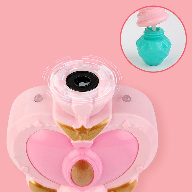Light Up Bubble Blower Wand Heart Shape Handheld Electric Bubble