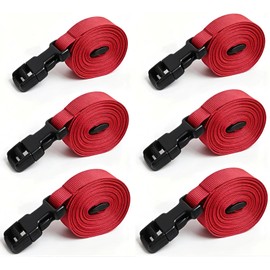 6 Pack 1" x 96" Boat Cover Tie Down Straps with Quick Release Buckles, Red