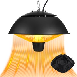 Glooglitter Hanging Patio Heater 1500w Outdoor/Indoor Electric Infrared Hanging Ceiling Heater with Storage Bag 3s Fast Heating, Quiet, Adjustable Chain, for Home Porch Gazebo Balcony Garage Studio