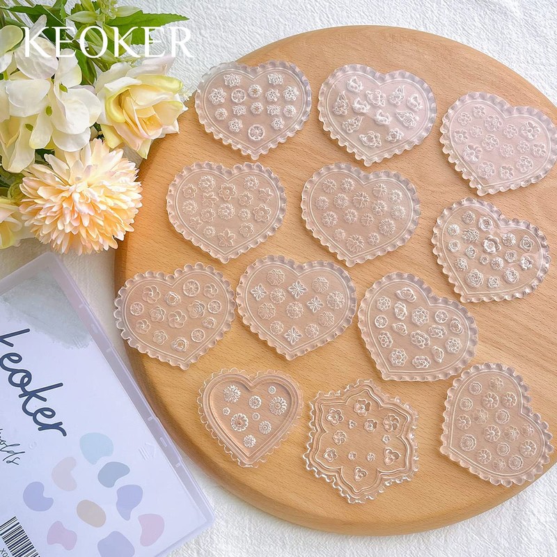 KEOKER Polymer Clay Molds - 12 Pcs Mini Floral Clay