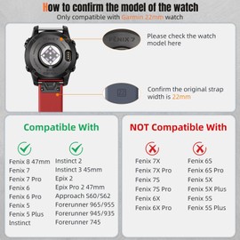 Ouwegaga 22mm Watch Band Compatible with Garmin Fenix 8/Fenix 7/Fenix 7 Pro/Fenix 6/Fenix 6 Pro/Fenix 5/Fenix 5 Plus/Fenix E 47mm, Soft Silicone Sport Strap for Forerunner 255/265/935/945/955/965(Red)