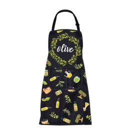 ENSIANTH Olive Apron Olive Branch Gifts Olive Green Gifts for Olive Lovers Cooking Kitchen Chef Grill BBQ Apron with Pocket (Olive Apron)