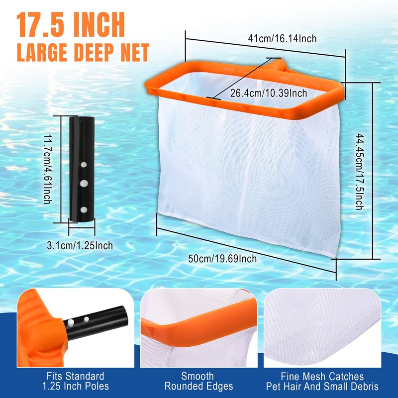 Asly YardMngSter Pool Cleaning Kit, 7.5Ft Aluminum Telescoping Pole with