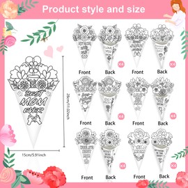 Lianxuia 24Pcs Mothers Day DIY Flowers Bouquet Craft Kit, Mom Make Your Own Color Paper Flower Bouquet DIY Craft for Kids School Project DIY Mother's Day Gifts