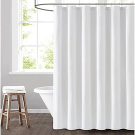 TRULY SOFT Everyday White Shower Curtain, Solid Color Themed, Oeko-TEX Certified