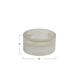 Creative Co-Op Pressed Glass Round Tealight Candle Holder, White Finish