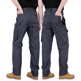 BOCOMAL FR Stretch Cargo Pants Lightweight Ripstop Relaxed Fit Flame Resistant Reinforced Work Carpenter Jeans NFPA2112 CAT2 Charcoal Gray