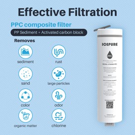 ICEPURE UTR400-PPC Filter, 1 year Lifetime, Replacement for UTR400 Reverse Osmosis System, Reduces large particles of impurities, chlorine, colors and odors, 1PACK
