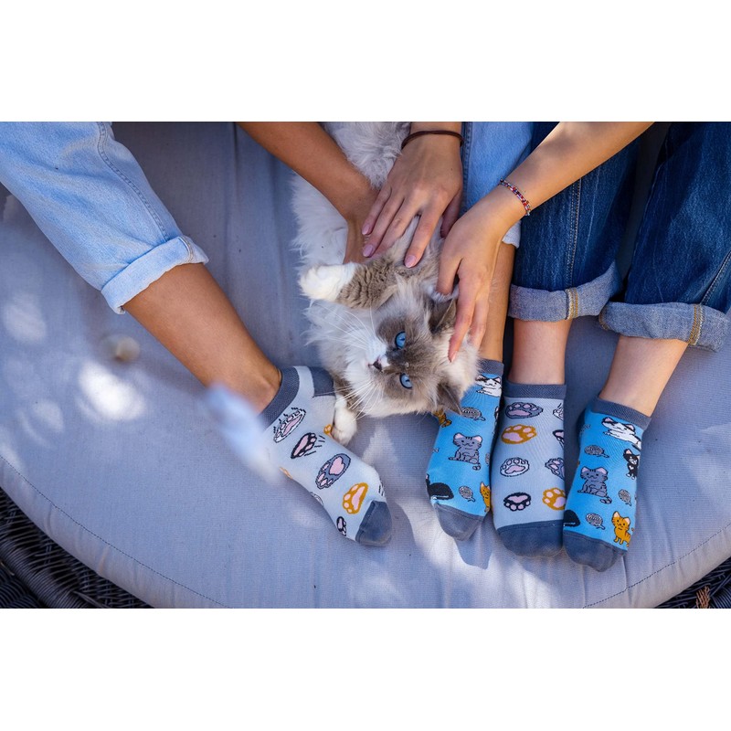 Spox Sox Low Unisex Multicoloured Trainer Socks for Individualists, Cats