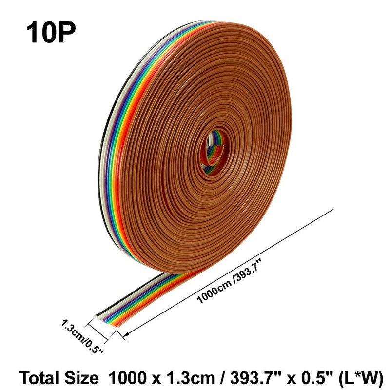Sourcingmap Flat Ribbon Cable 10P Rainbow IDC Wire 1.27mm Pitch