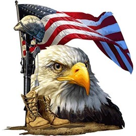 2 PCS Bald Eagle American Flag Sticker – 5 Inch Patriotic Vinyl Decal for Car, Bumper, Window, Truck – USA Flag Stickers, Military, Veteran, Home of The Free Tribute