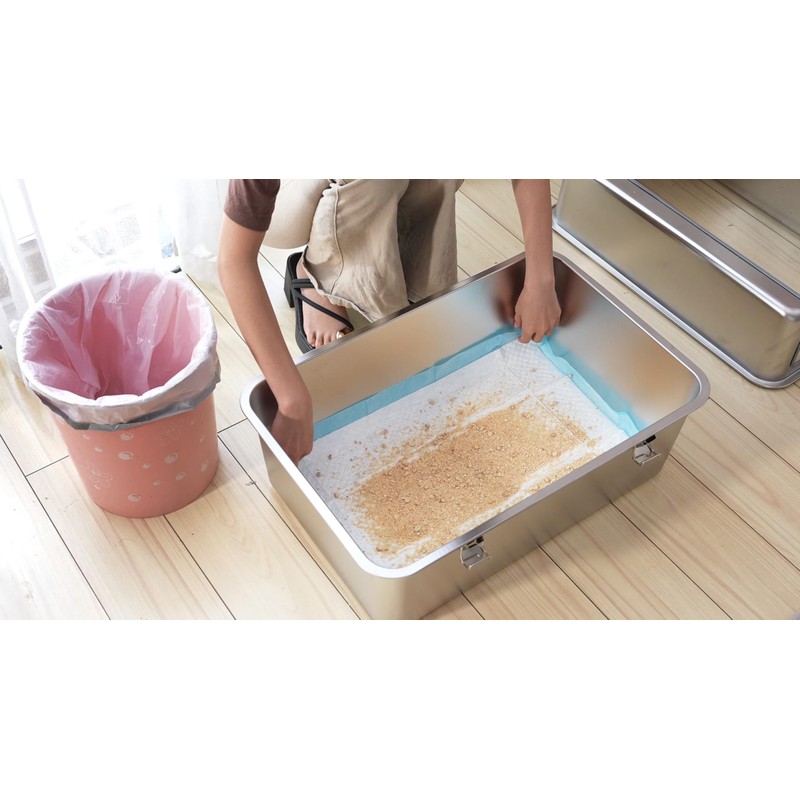 Sorstrem 8" Sifting Cat Litter Box with Lid Stainless Steel