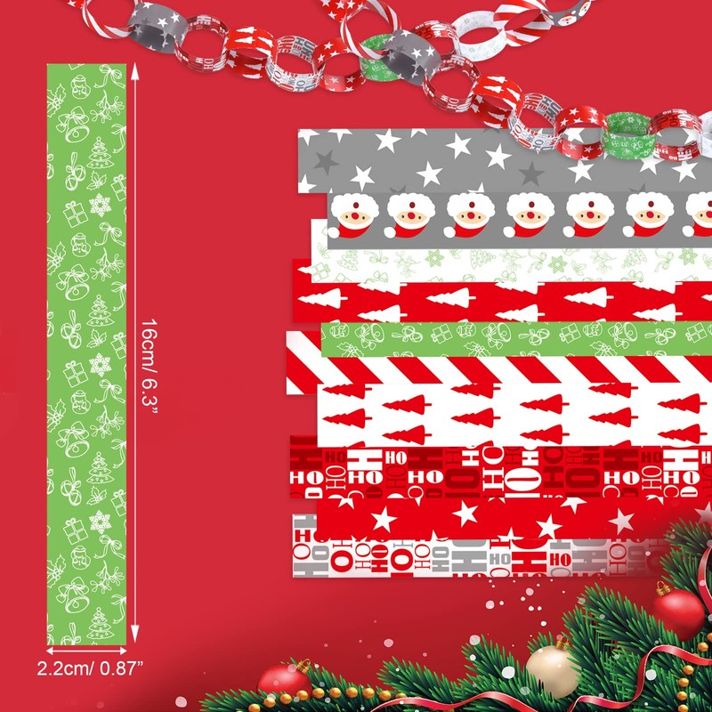 MIAHART 600Pcs Merry Christmas Paper Chains Festive Craft Paper Links