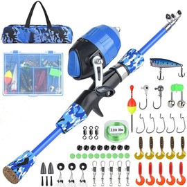 Kids Fishing Rod Children Fishing Pole Portable Telescopic Fishing Rod and Reel Combo Kit for Teenagers Girls Fishing Rod with Fishing Reel and Lines