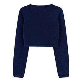 Bolerose Niñas Largo Manga Brillo Chaqueta Torera Chaquetilla (Azul Medianoche, 7-8 años)