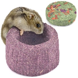 ERKOON 100% Edible Premium Timothy Hay Chew A Bowl for Rabbits, Chinchilla Treats, Chew Toys for Teeth Guinea Pigs and Mice (Purple)