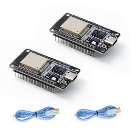 2 Pack ESP32 Development Boards with Type-C Cables, 30-Pin WiFi + Bluetooth Dual Core ESP-32 Microcontroller, CP2102 Chip, Compatible with Arduino IDE for IoT Smart Home & DIY Projects