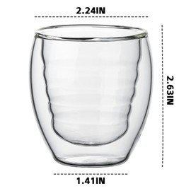 Biioistle Espresso Cups Set of 2, Espresso Shot Glass 2.4OZ, Double Walled Glass Demitasse Cups Coffee Mugs for Coffee Shop Bar