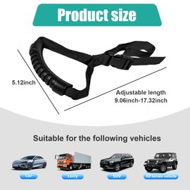 KANDUJIMU Car Adjustable Grab Handle, Portable Auto Door Safety Supporting Grab Band for Elderly Disabled with Nylon Grip, Vehicle Mobility Assist Device for Car Truck Lorry (Black)