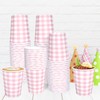 JCTHKUKU 100 Pcs Gingham Paper Drinking Cups, Pink Checkered Disposable