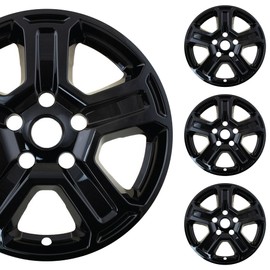 PACRIM 17" Gloss Black Wheel Skin Set Made for Jeep Wrangler Sport S (2018-2023) | Durable ABS Plastic Cover Hubcap | Fits Directly Over OEM Wheel