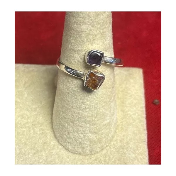 Natural Creations Amethyst And Citrine thumb ring sterling silver size