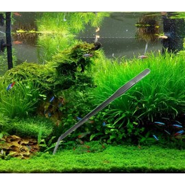 Hexint 5 in 1 Aquarium Aquascaping Kit Stainless Steel Aquarium Fish Tank Aquatic Plant Tools Tweezers Scissors Spatula Set with PH Test Strips