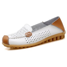 VenusCelia Women's Concise Comfort Walking Flats Loafer(9 M US,CoWhite)