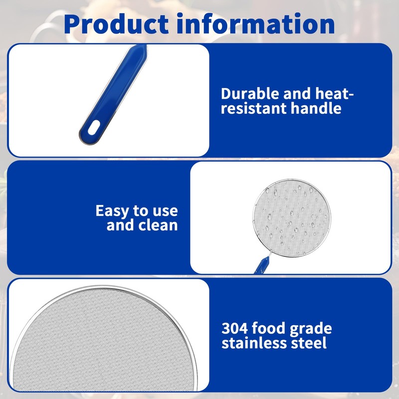 Splatter Screen for Frying Pan - 8.3’’ Stainless Steel Grease