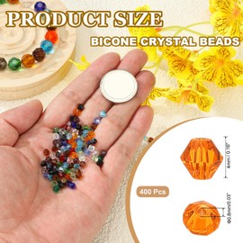 PATIKIL 4mm Bicone Crystal Beads, 400 Pcs Glass Faceted Bicone Beads Loose Spacer Bead for Jewelry Making Bracelet Necklace Earrings Wind Chimes Craft, Orange