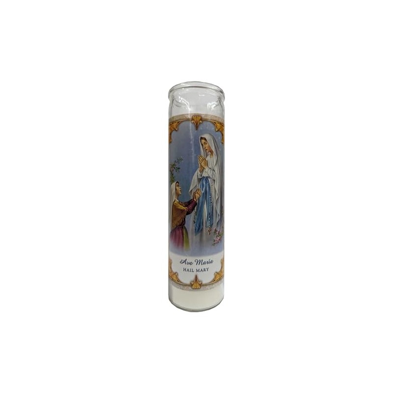 Generic Hail Mary (Ave Maria) Devotional Candle, White