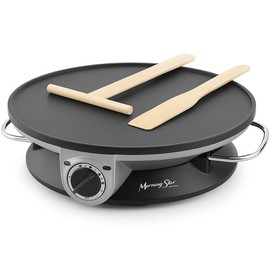 Morning Star Electric Crepe Maker, 13 Inch Nonstick Multi-Function Tortilla Machine, Ideal for Crepes, Pancakes & Roti, Wooden Spatula & Batter Spreader Included, Gift for Easter.