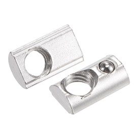 sourcing map M6 T Slot Nuts Roll in Spring T-nut with Ball Carbon Steel for 2020 Series Aluminum Extrusion Profile Rail with 6mm Slot 50Pcs