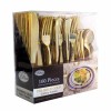 Lilian 160 Pack Gold Plastic Cutlery Disposable Silverware 80 Forks