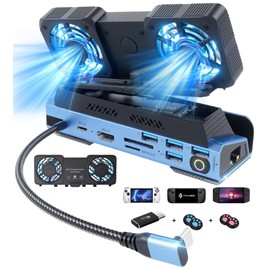 YCE 14-in-1 Disassembly Cooling Fans Steam Deck Docking Station with M.2 NVMe Enclosure, 4K @ 60Hz, 1000Mbs Ethernet, SD/TF,4 USB A, 100 PD Charging 40Gbps Adapter for Steam Deck/Rog